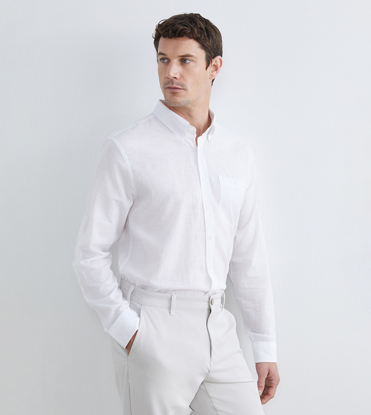 Linen Blend Long Sleeves Shirt