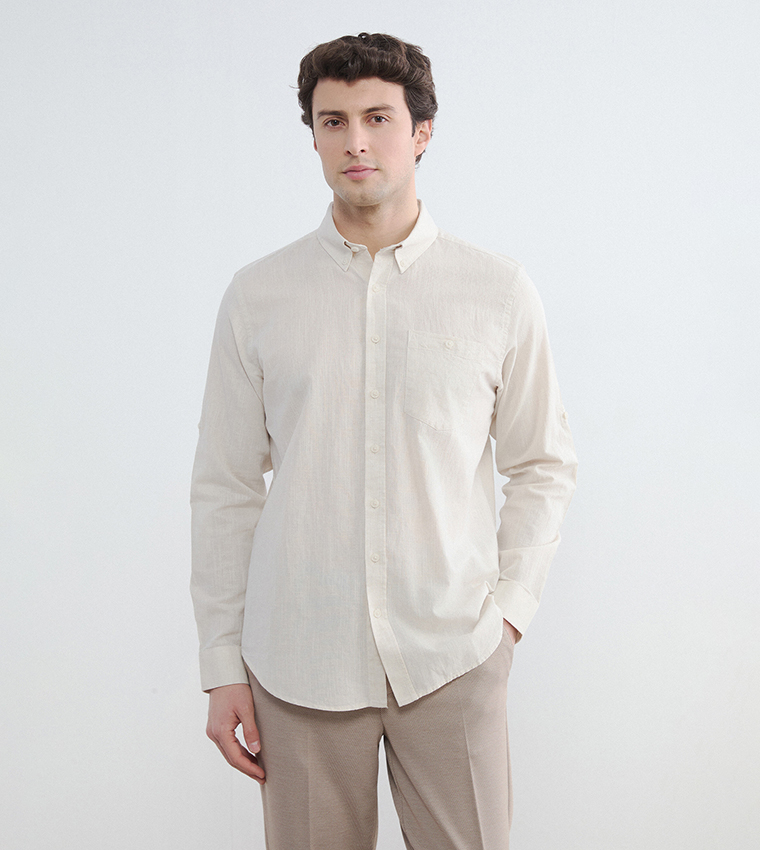 Long Sleeves Linen Blend Shirt