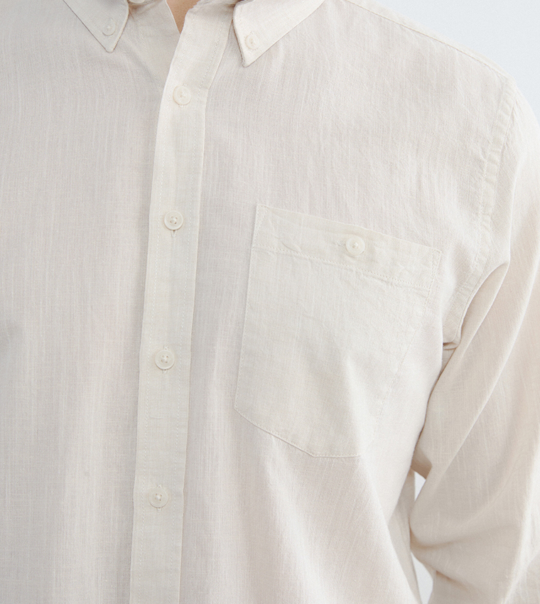 Long Sleeves Linen Blend Shirt