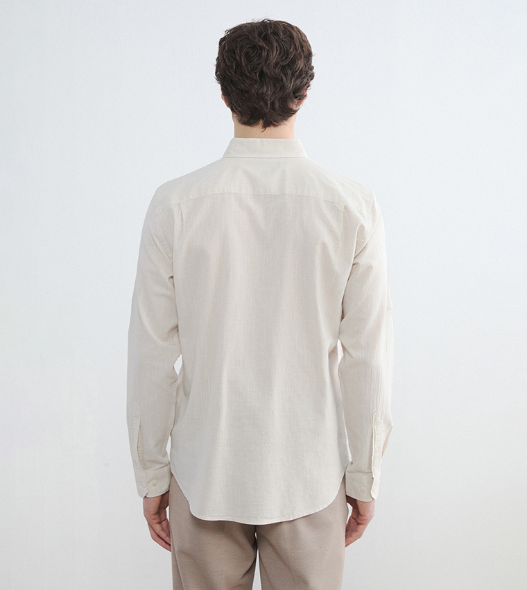 Long Sleeves Linen Blend Shirt
