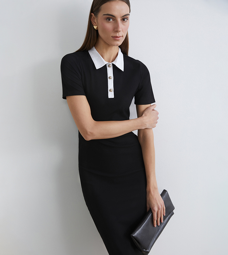 Ribbed Short Sleeves Mini Dress
