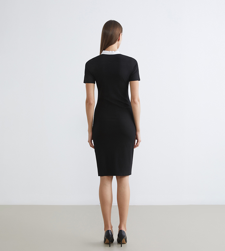 Ribbed Short Sleeves Mini Dress