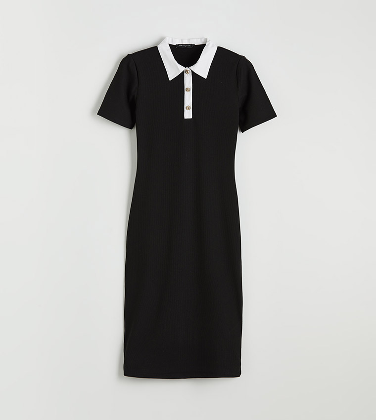 Ribbed Short Sleeves Mini Dress