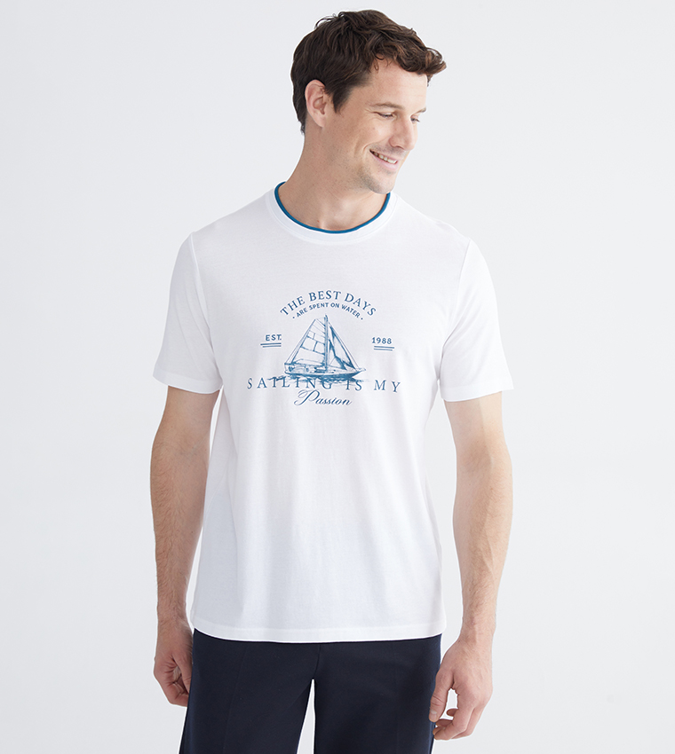 اٍل سي واي كيكي  تيشيرتات بياقة دائرية  - أبيض Round Neck T-Shirts