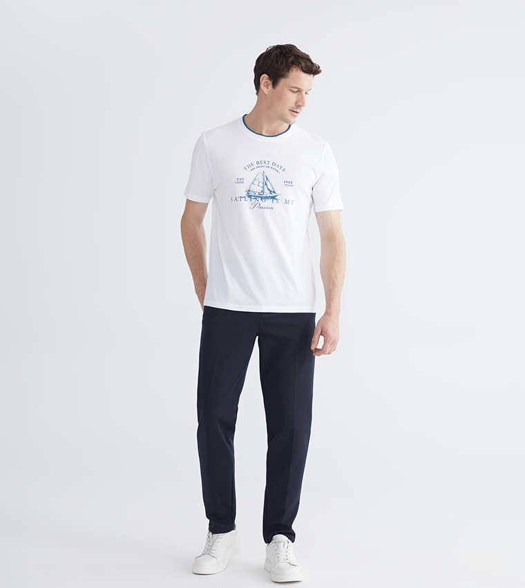 اٍل سي واي كيكي  تيشيرتات بياقة دائرية  - أبيض Round Neck T-Shirts