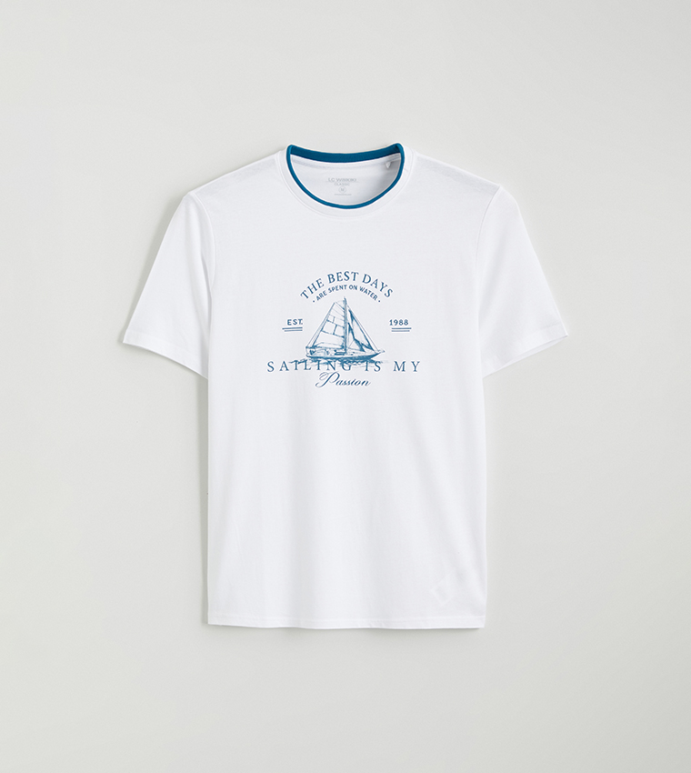 اٍل سي واي كيكي  تيشيرتات بياقة دائرية  - أبيض Round Neck T-Shirts