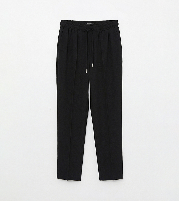 بنطلون سادة بخصر مرن وقصة كاروت