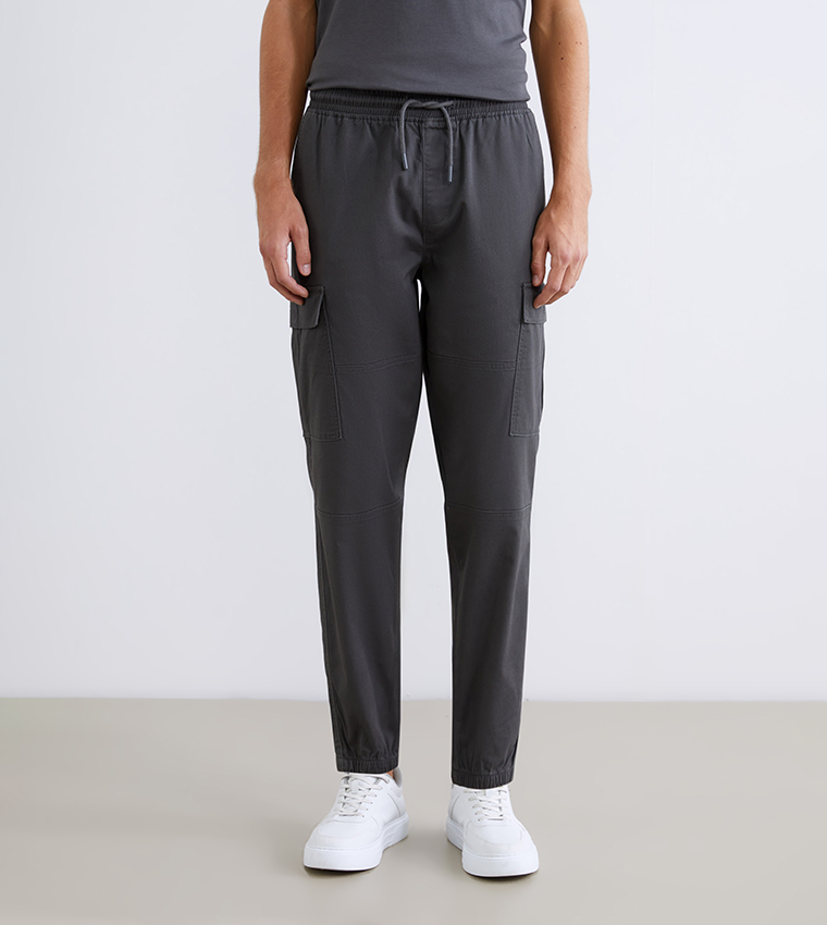 Mid Rise Slim Fit Twill Cargo Trousers