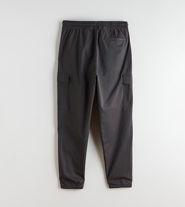 Mid Rise Slim Fit Twill Cargo Trousers