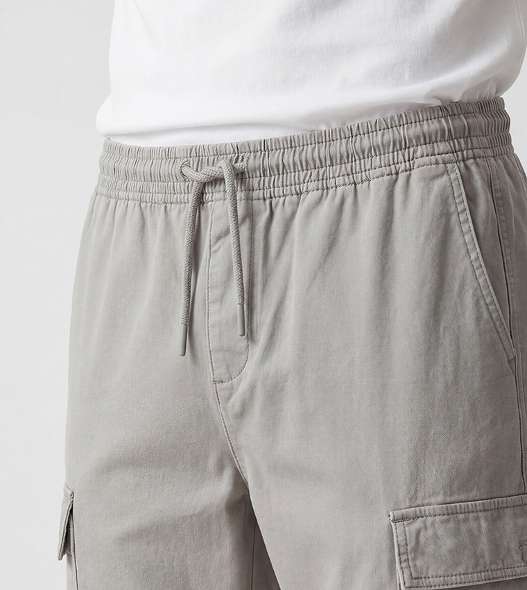 Solid Drawstring Waist Jogger Cargos