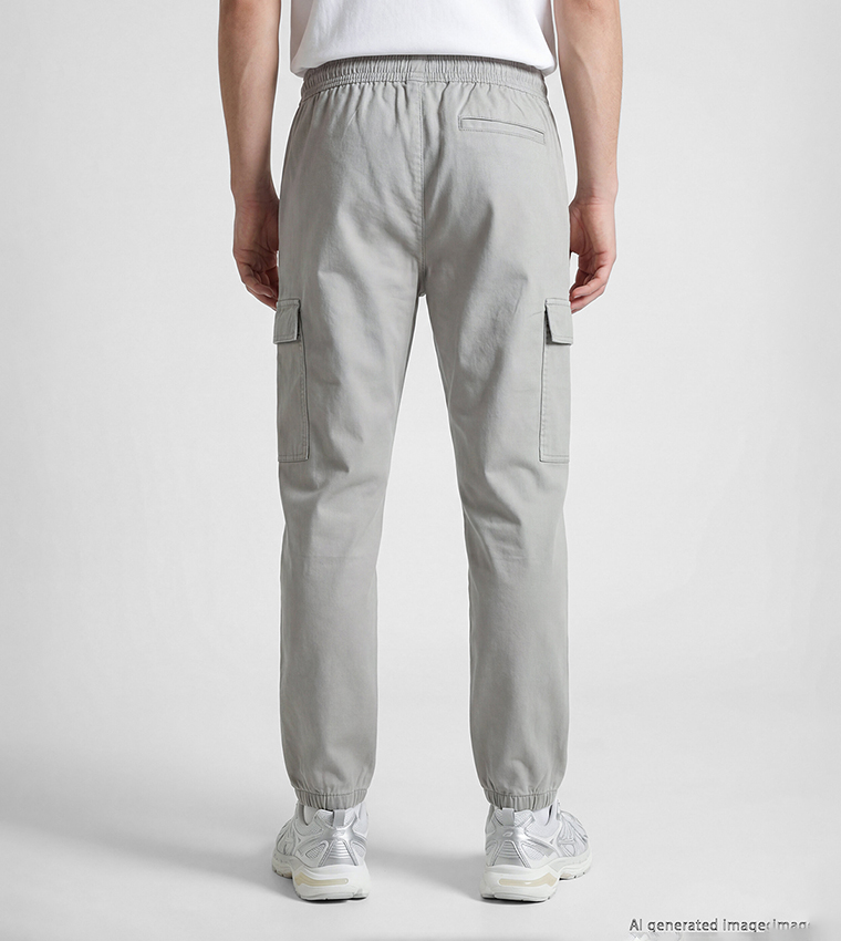 Solid Drawstring Waist Jogger Cargos