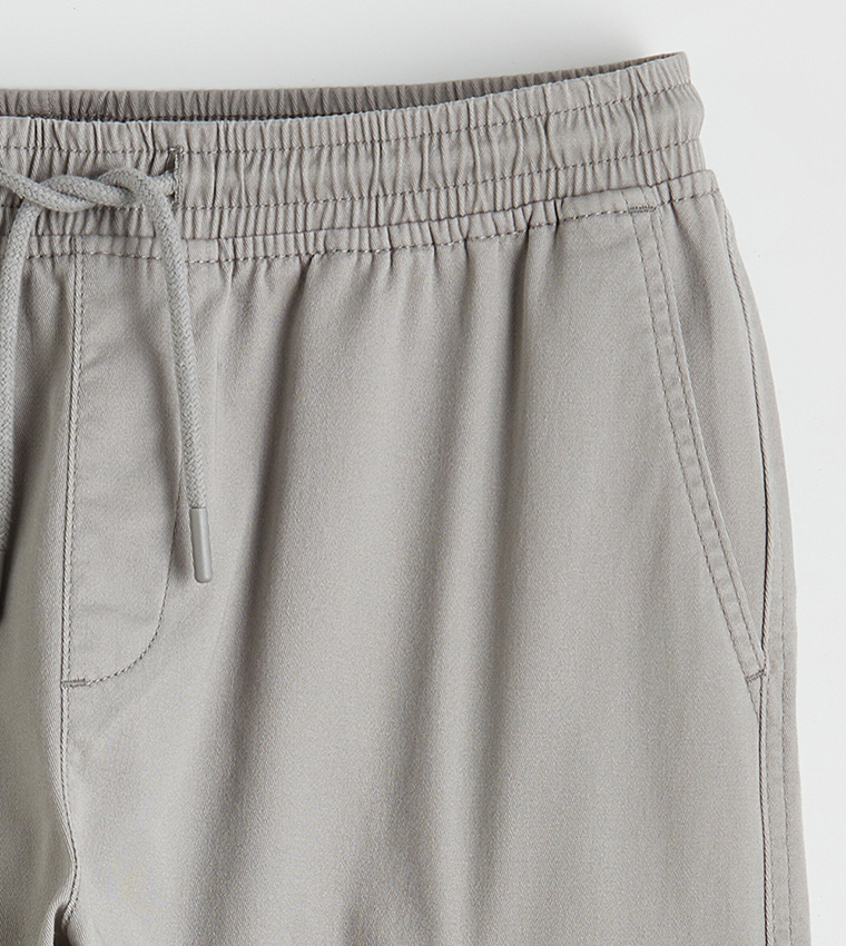 Solid Drawstring Waist Jogger Cargos