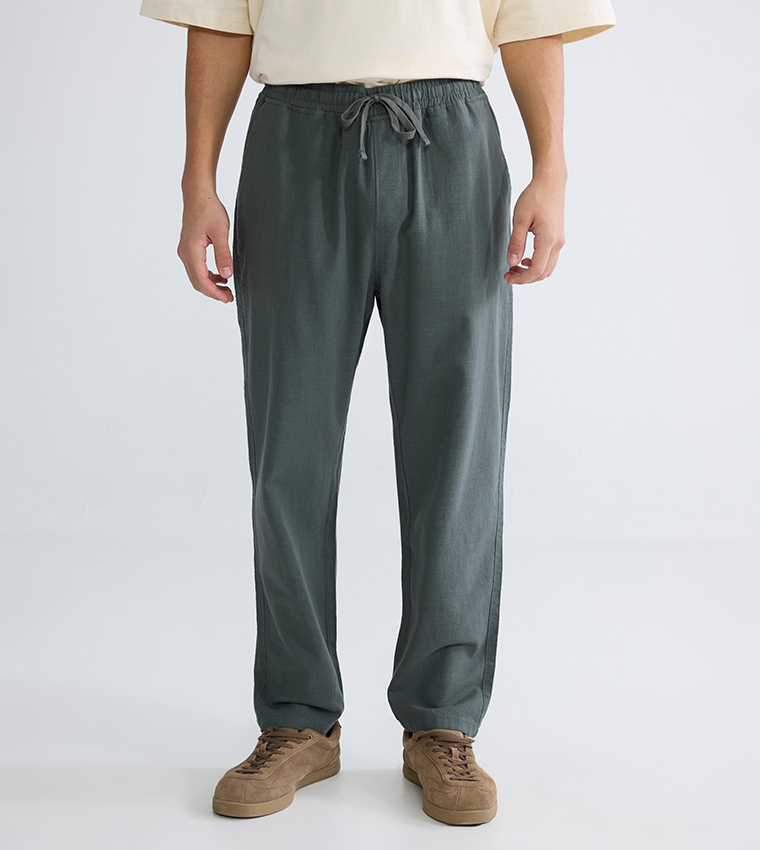 Relaxed Fit Linen-Look Trousers
