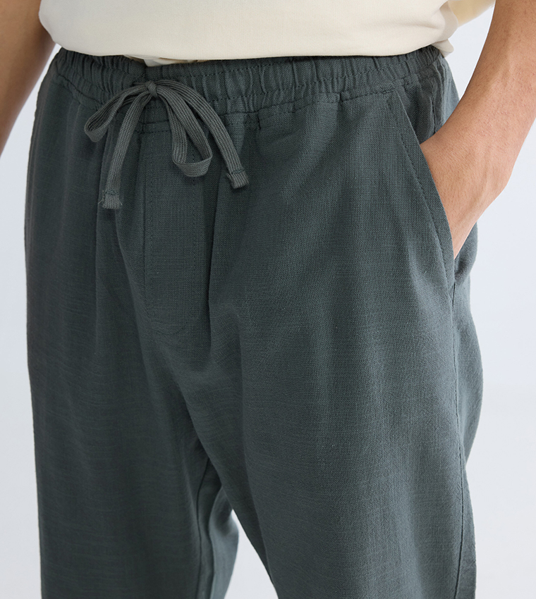 Relaxed Fit Linen-Look Trousers