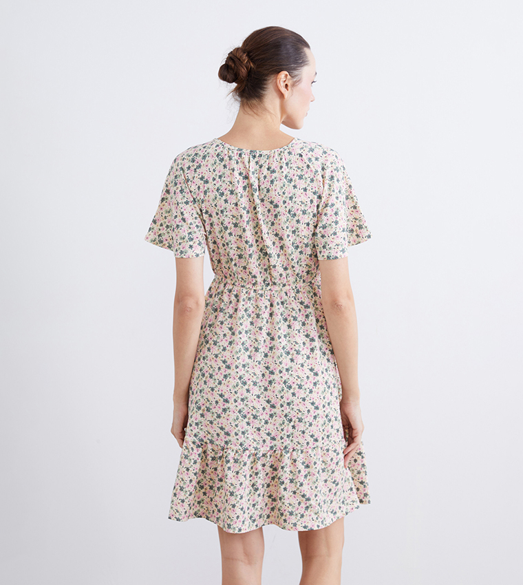 Floral Crew Neck Mini Dress