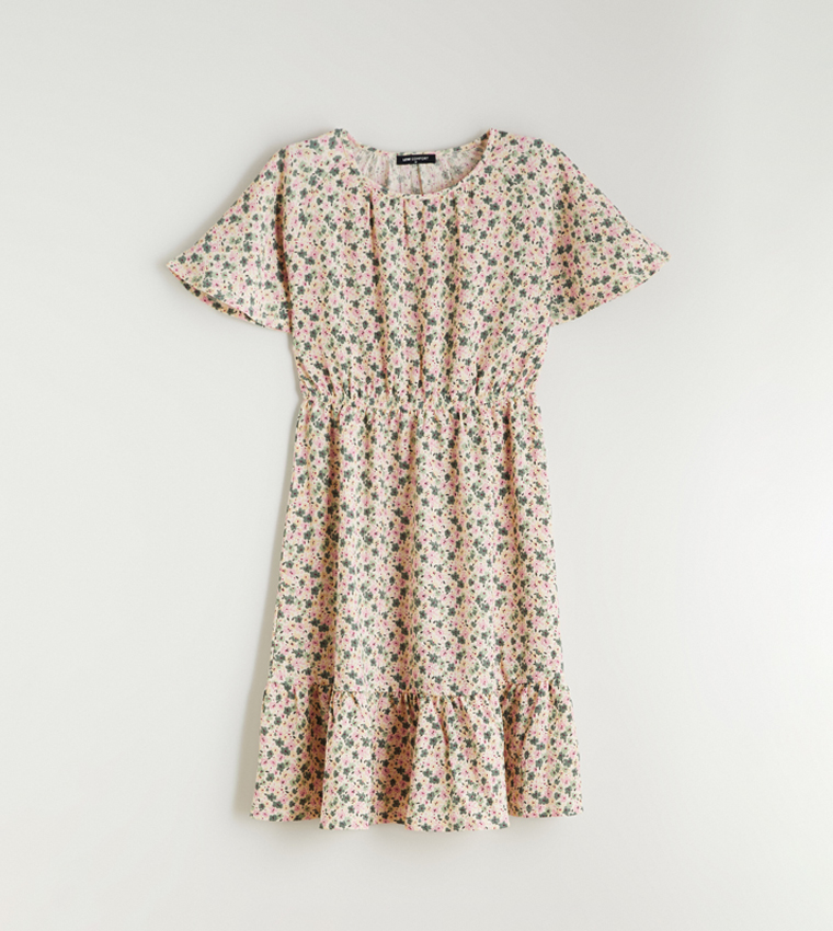 Floral Crew Neck Mini Dress