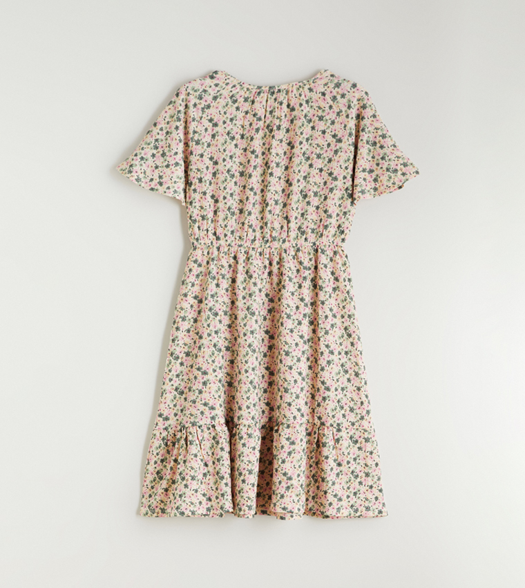 Floral Crew Neck Mini Dress