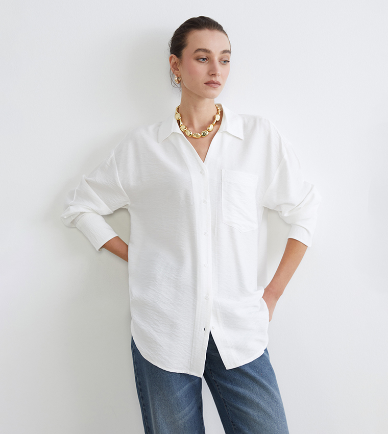 Buy LC Waikiki Textured Long Sleeves Shirt In Ecru | 6thstreet UAE
