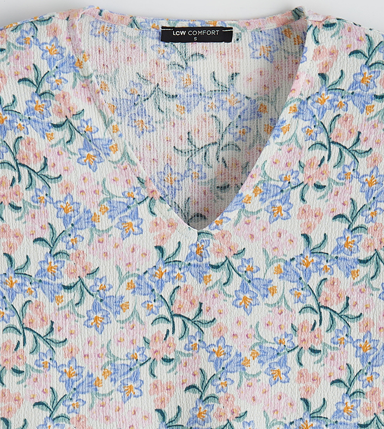 Floral Printed V-Neck Midi Dress