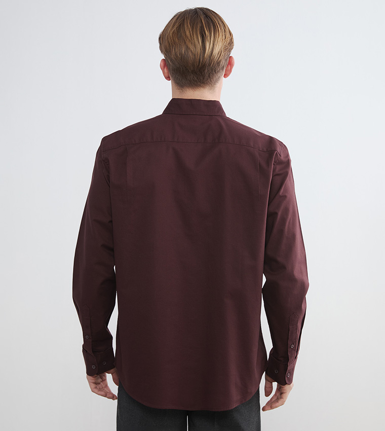 Solid Regular Fit Long Sleeves Oxford Shirt