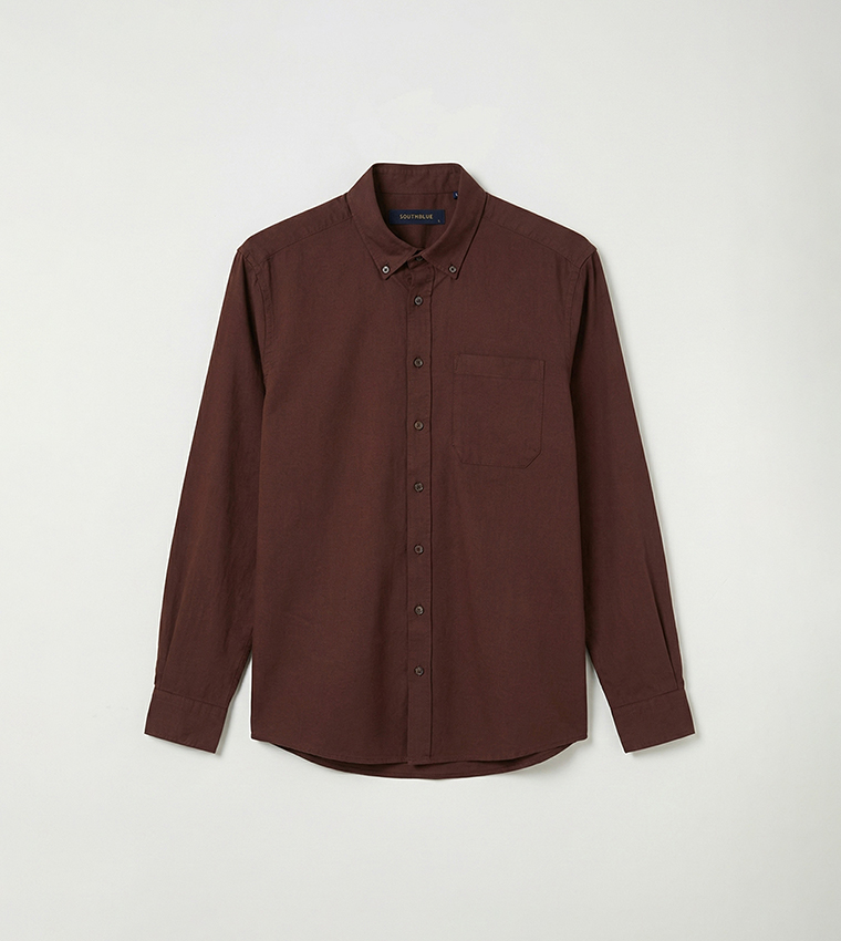 Solid Regular Fit Long Sleeves Oxford Shirt