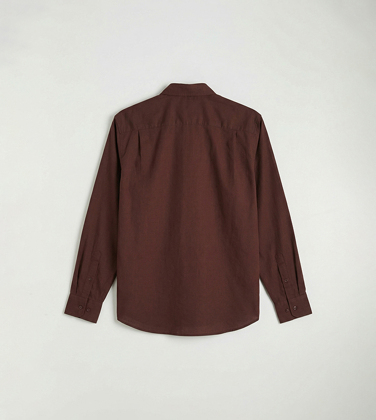 Solid Regular Fit Long Sleeves Oxford Shirt