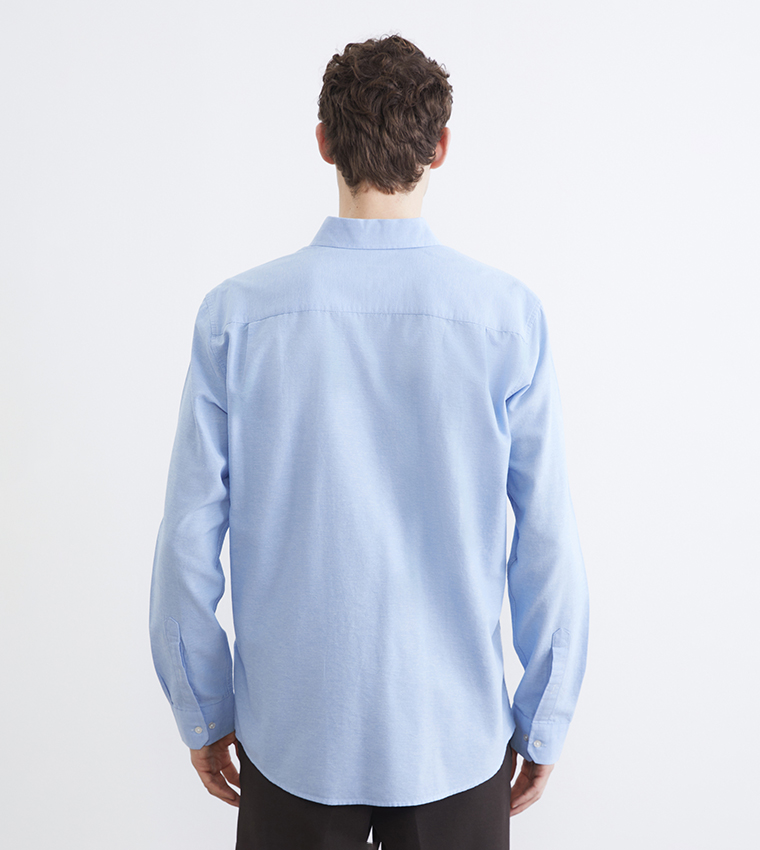Solid Regular Fit Long Sleeves Oxford Shirt