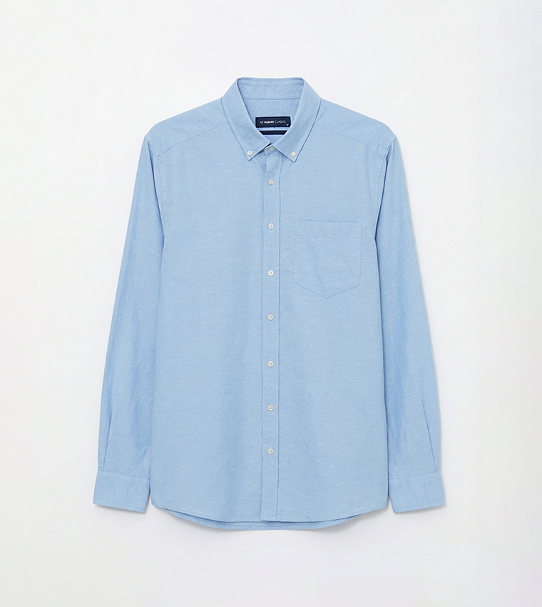 Solid Regular Fit Long Sleeves Oxford Shirt