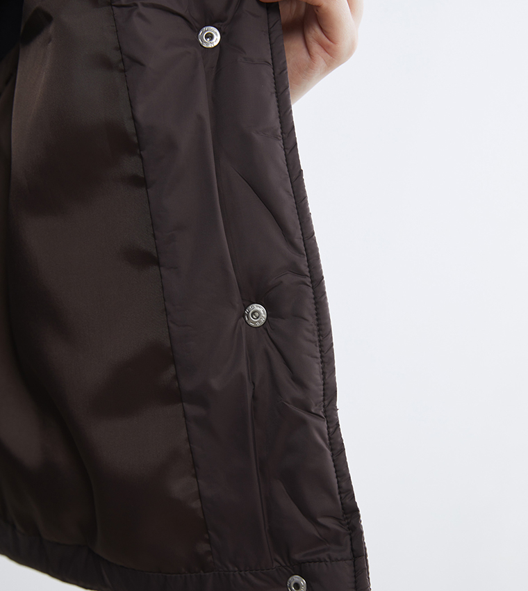 Stand-Up Collar Oversized Quilted Vest