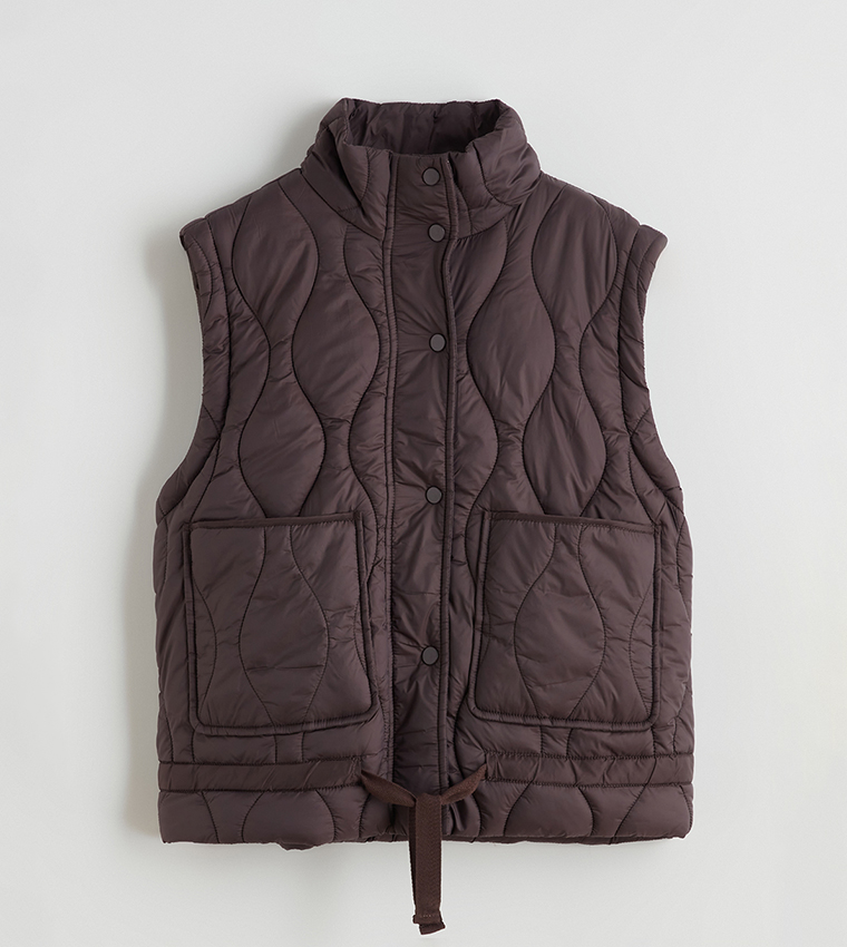 Stand-Up Collar Oversized Quilted Vest