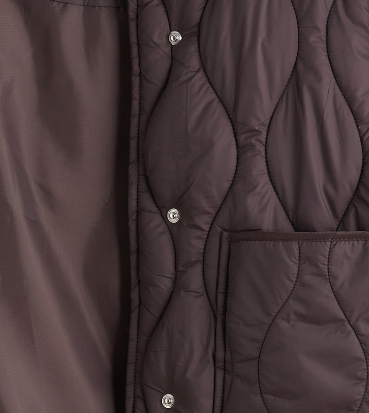 Stand-Up Collar Oversized Quilted Vest