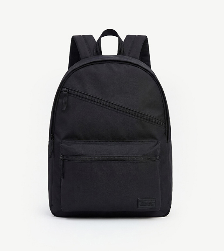 Solid Zipper Laptop Backpack
