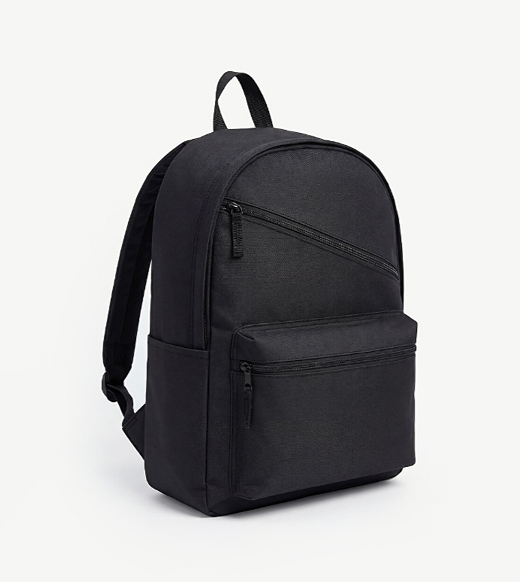 Solid Zipper Laptop Backpack
