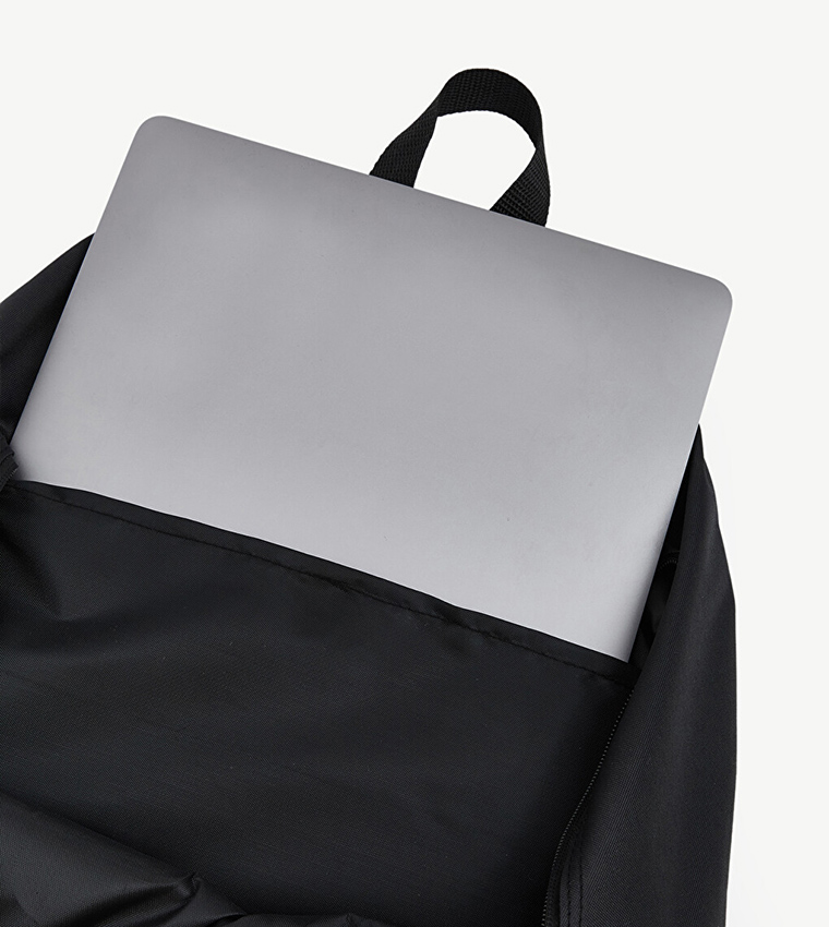 Solid Zipper Laptop Backpack
