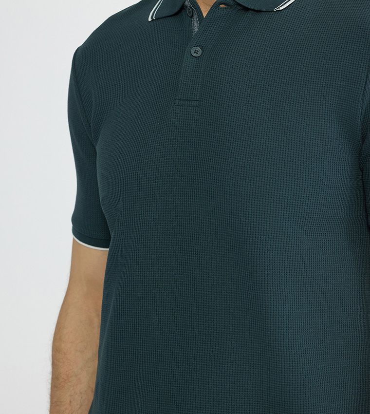 Textured Short Sleeves Polo T-Shirt