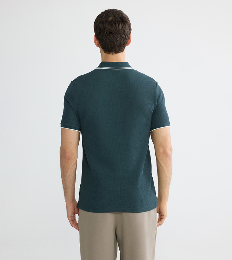 Textured Short Sleeves Polo T-Shirt