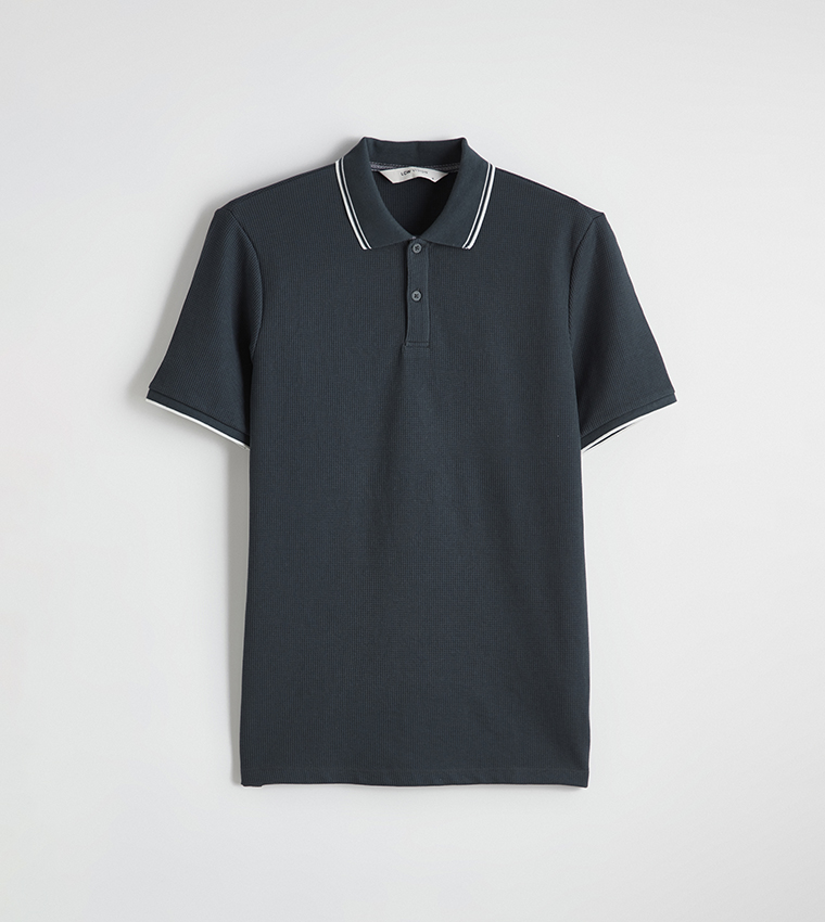 Textured Short Sleeves Polo T-Shirt