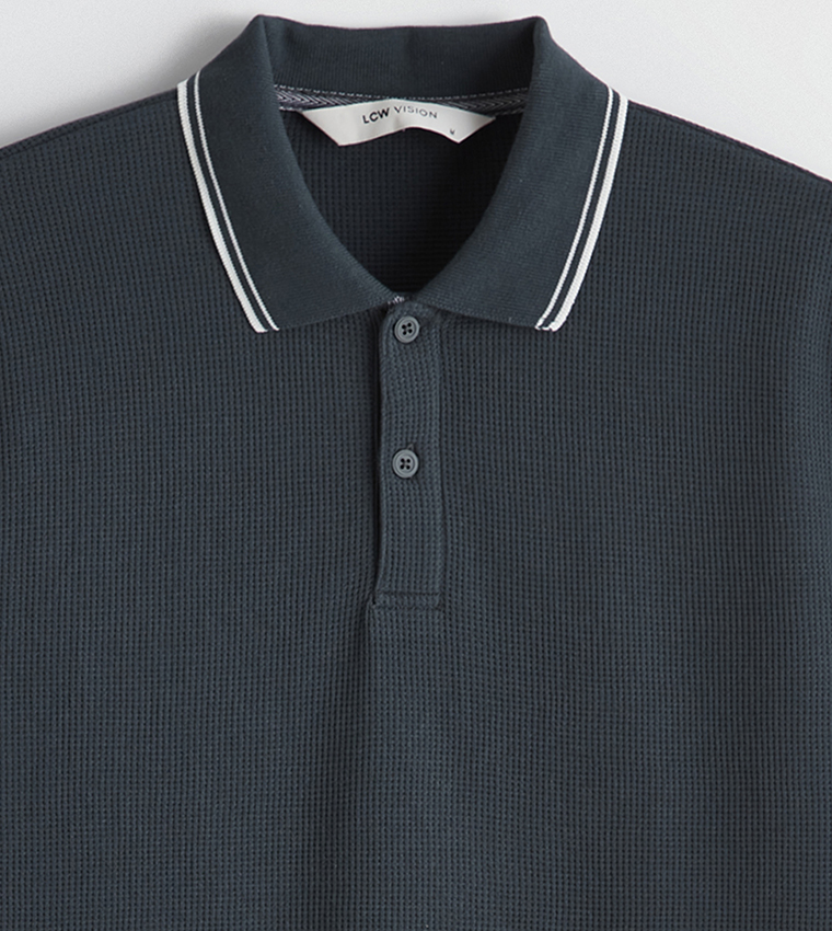 Textured Short Sleeves Polo T-Shirt