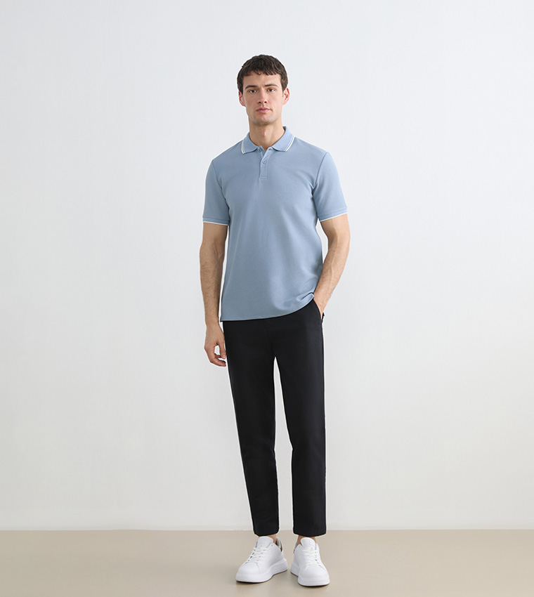 Textured Short Sleeves Polo T-Shirt