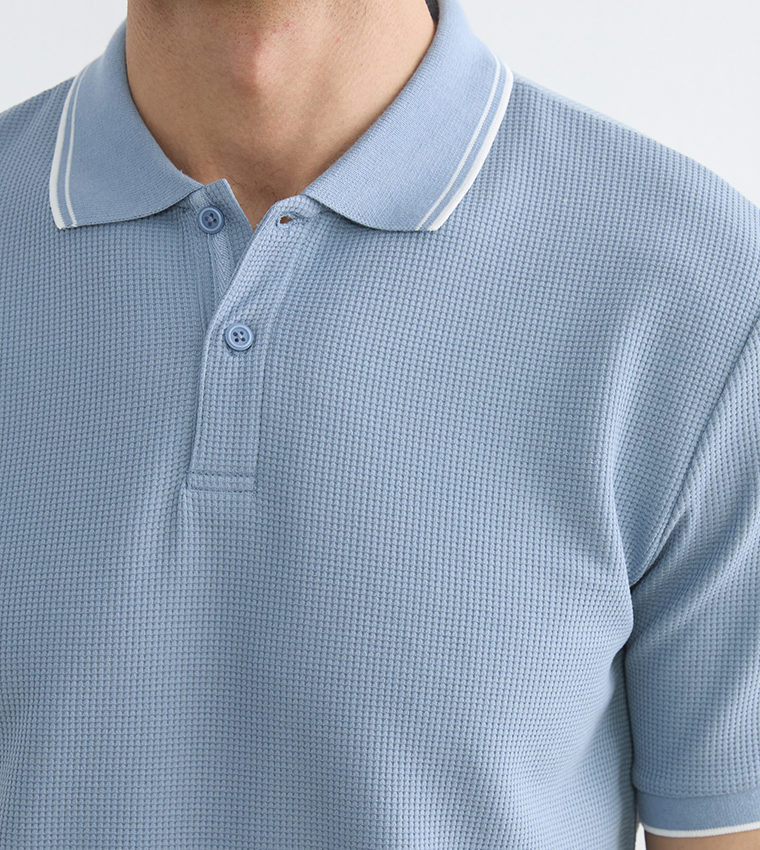 Textured Short Sleeves Polo T-Shirt