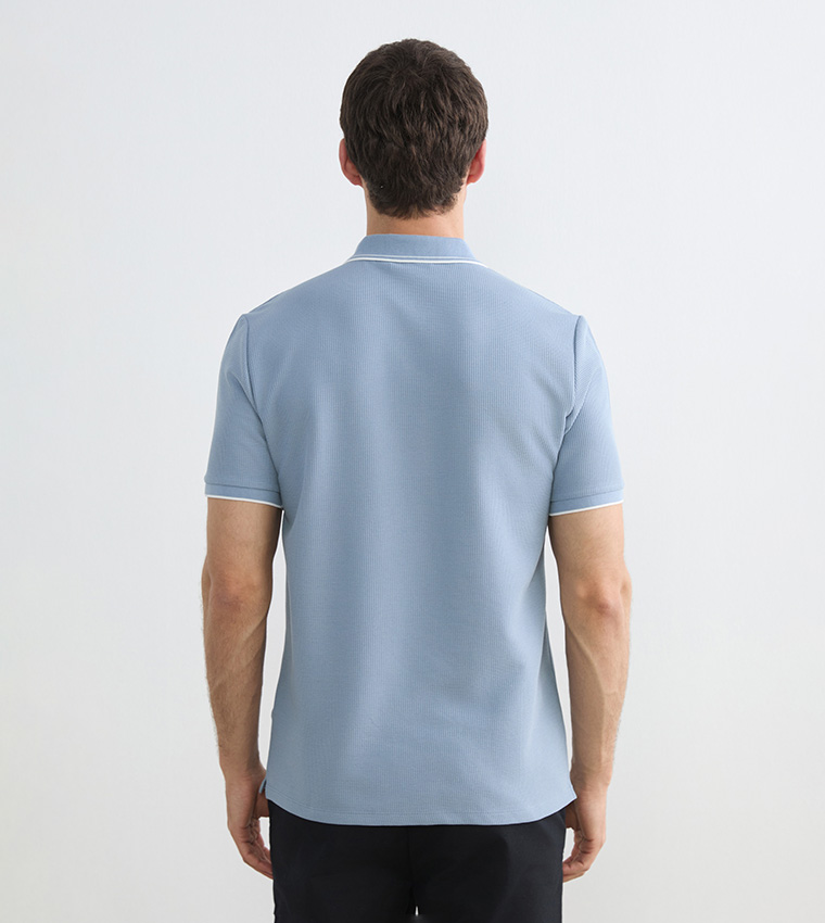 Textured Short Sleeves Polo T-Shirt