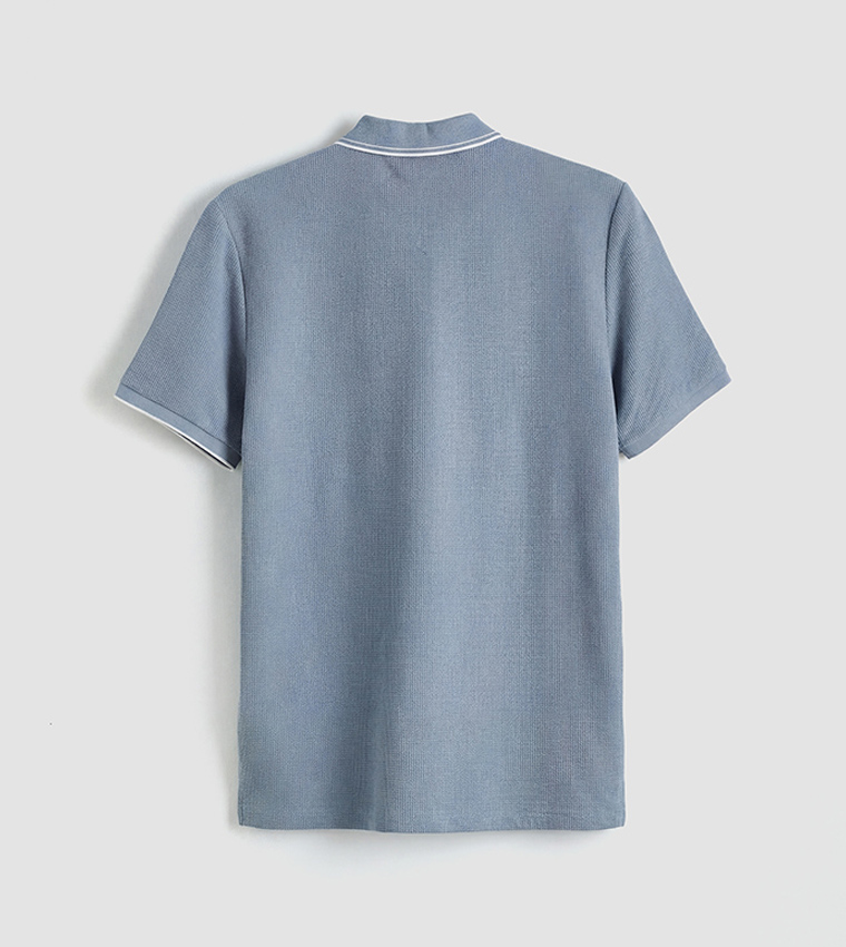 Textured Short Sleeves Polo T-Shirt
