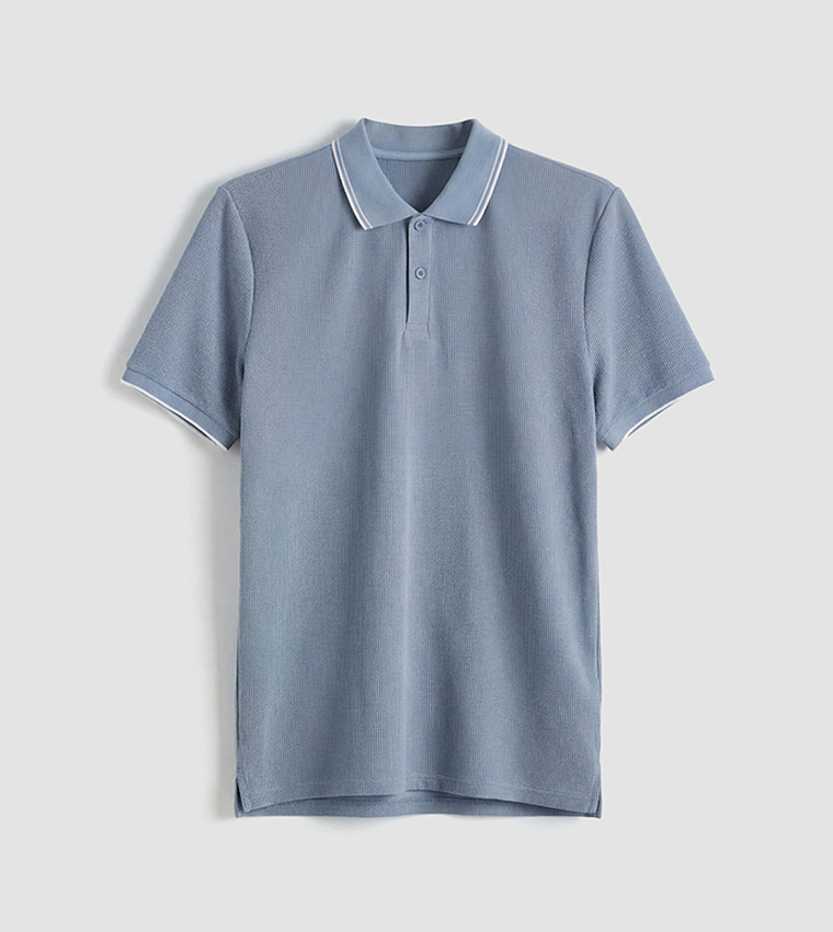Textured Short Sleeves Polo T-Shirt