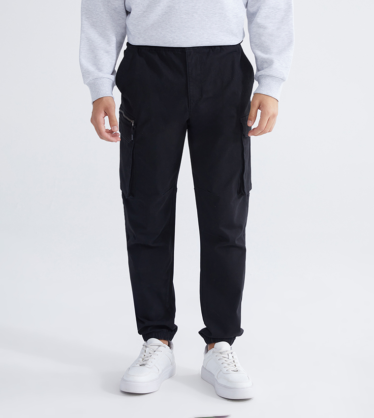 Slim Fit Gabardine Cargo Trousers