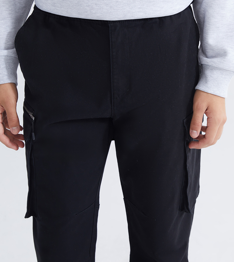 Slim Fit Gabardine Cargo Trousers