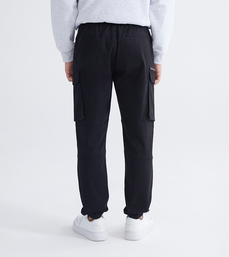 Slim Fit Gabardine Cargo Trousers