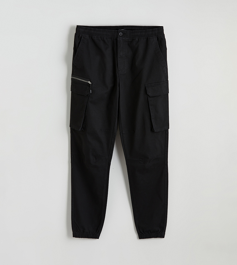 Slim Fit Gabardine Cargo Trousers