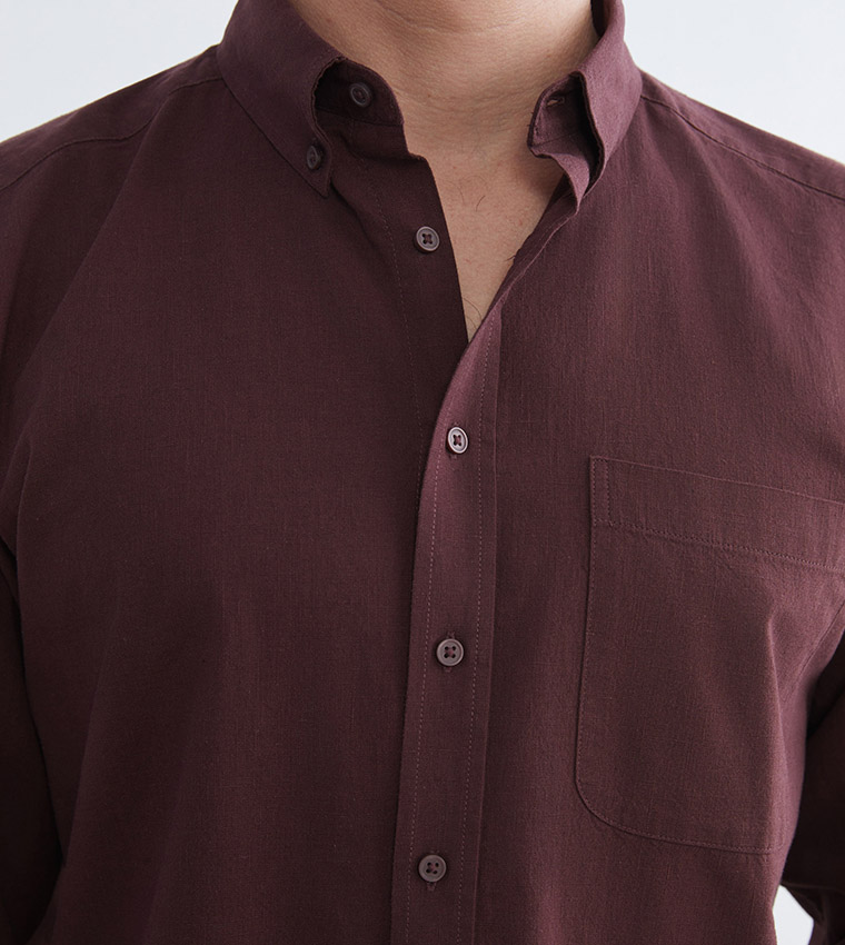 Linen Blend Long Sleeves Shirt