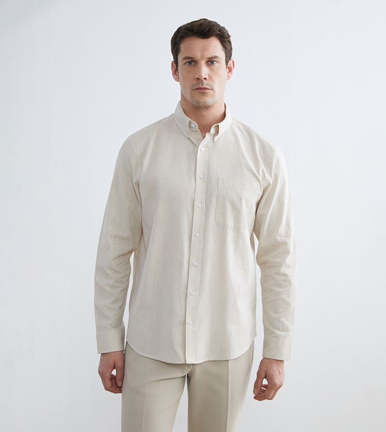 Linen Blend Long Sleeves Shirt