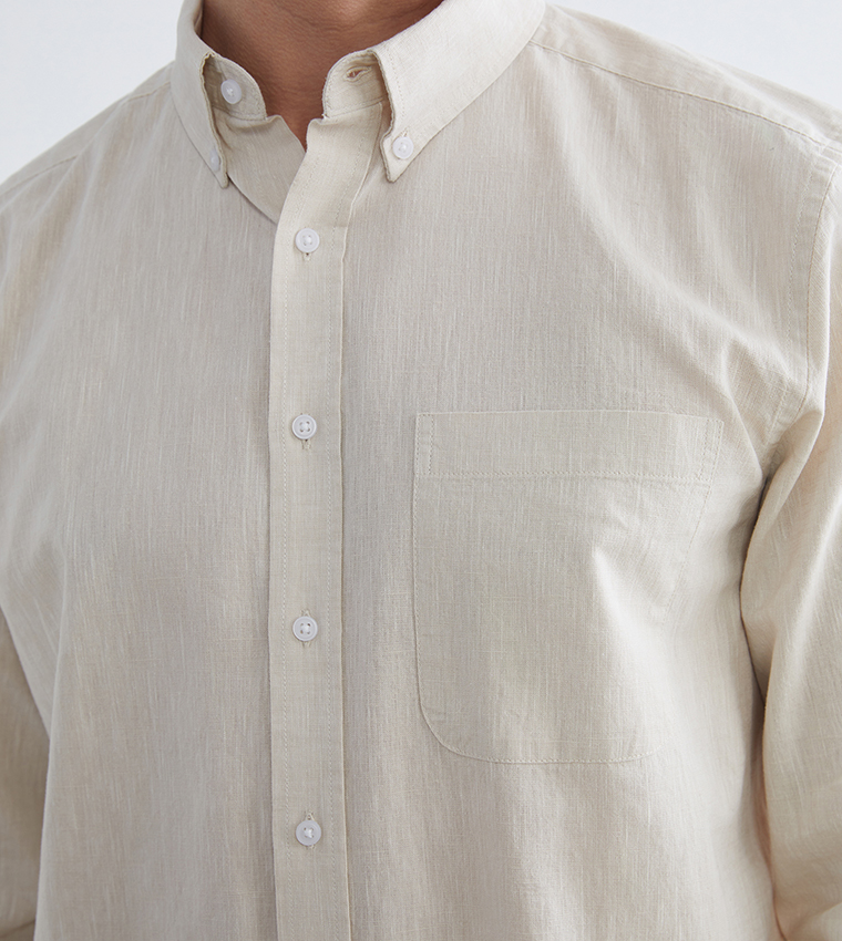 Linen Blend Long Sleeves Shirt
